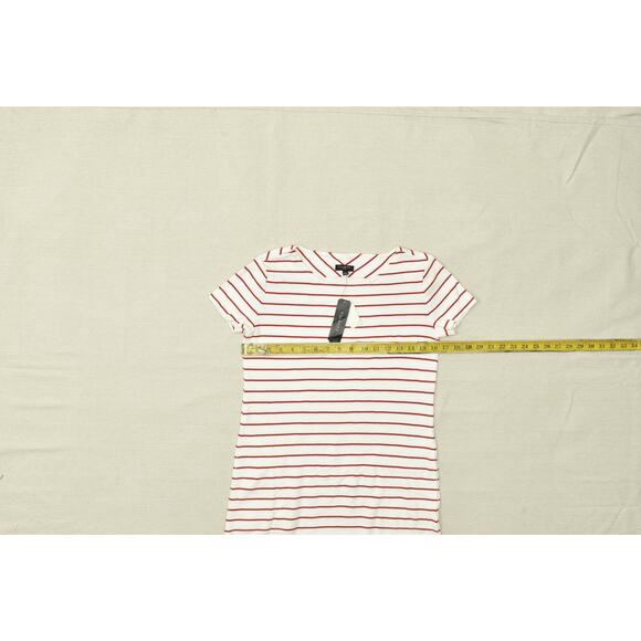 Talbots Women's Shift Dress White Red Petite Size Sp Cotton Short Sleeve NEW - Picture 3 of 8